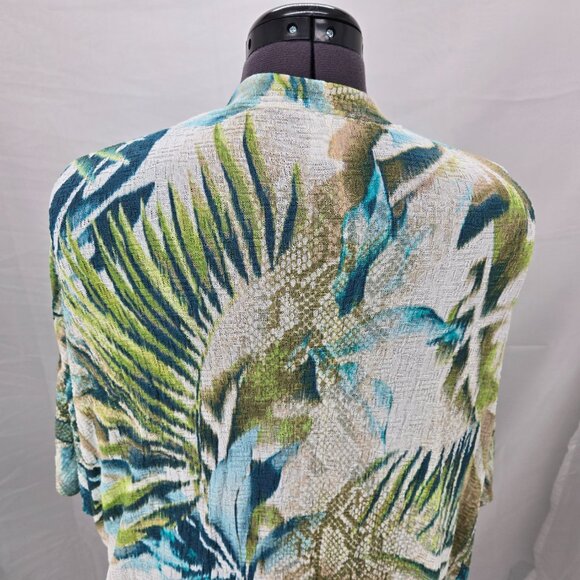 630-28 Chicos open front Tropical Palm Floral Cardigan Kimono Size 2 (12, LG) - Picture 6 of 9